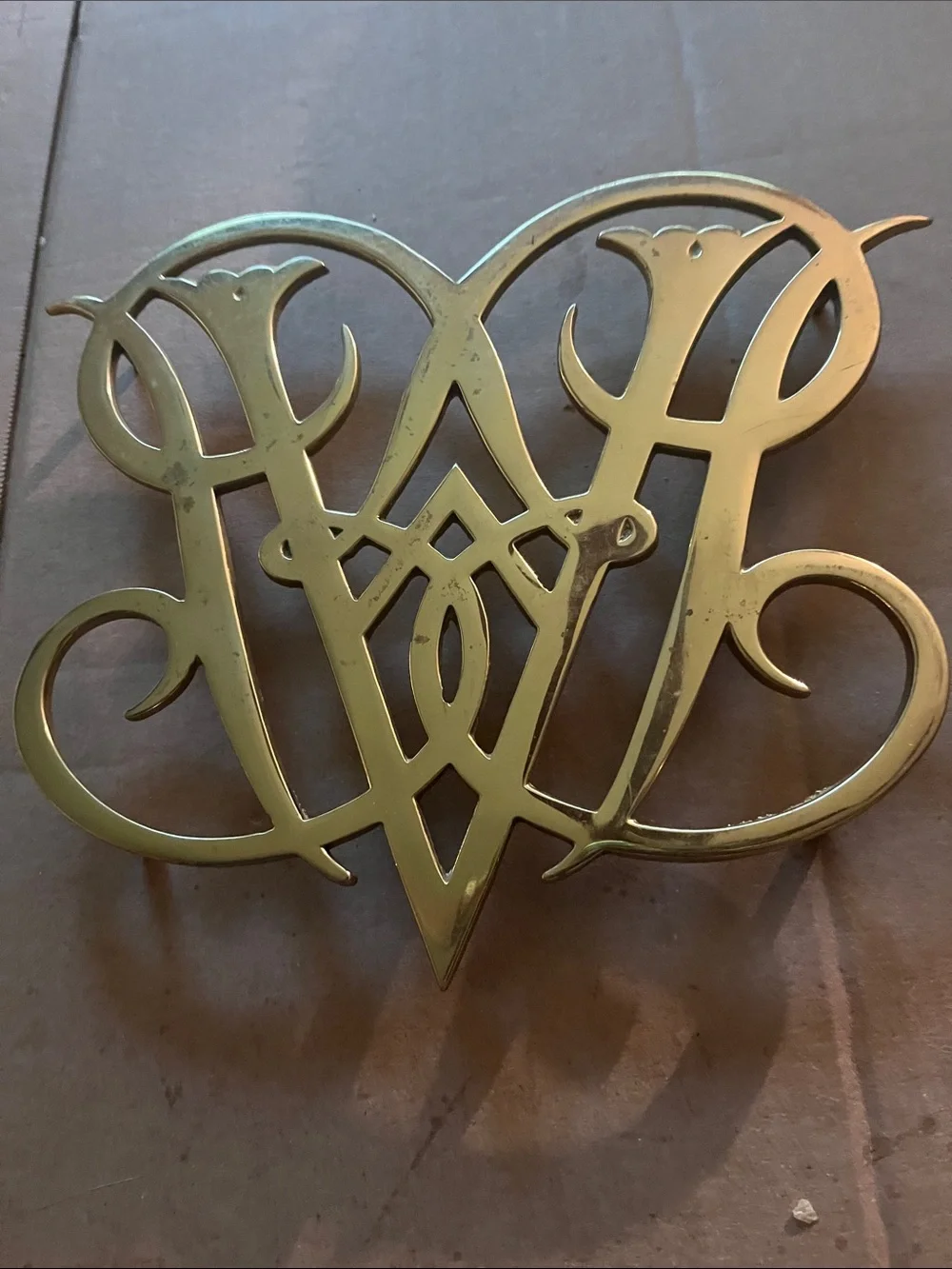Brass-Tone Decorative Wall Monogram Trivet Williamsburg - Brass Finish